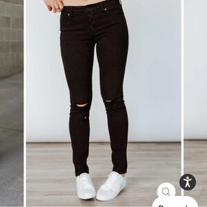 Ampersand Ave 426 Black Distressed Skinny Jeans 27